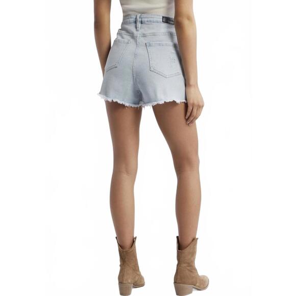 PTCL Sydne Ripped High Waist Stretch Denim Shorts Light Wash NWT Size 25 - Picture 4 of 8